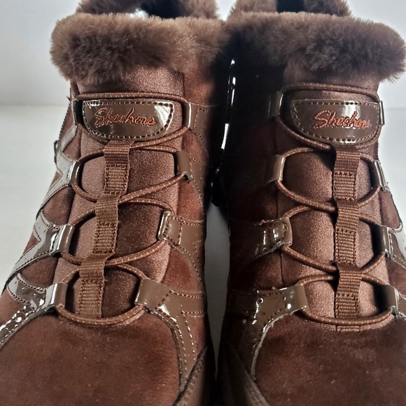 Skechers Women's Chocolate Fur-Trimmed Boots 8.5 - Picture 8 of 10